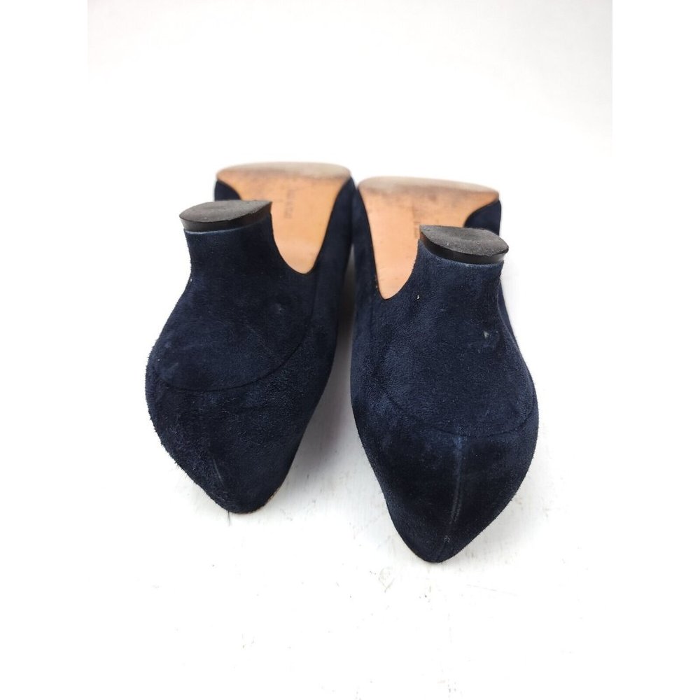 Salvatore Ferragamo Made in Italy Blue Suede Slip On 2" Heel Pumps Shoes 10 AA - Picture 10 of 11